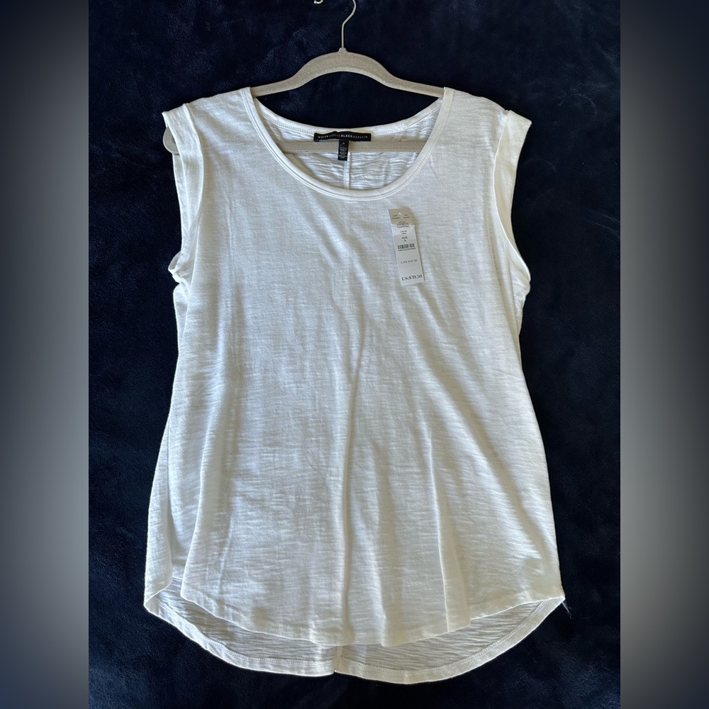 NWT White House Black Market, scoop neck white T-shirt - Picture 1 of 9